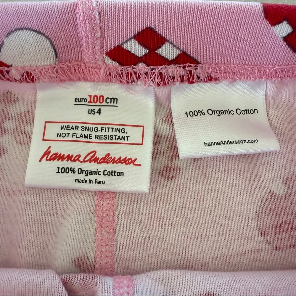 Hanna Andersson Valentine Hearts Long Johns Pajama Set Pink Red 4T